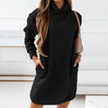 Solid Color Hooded Dress