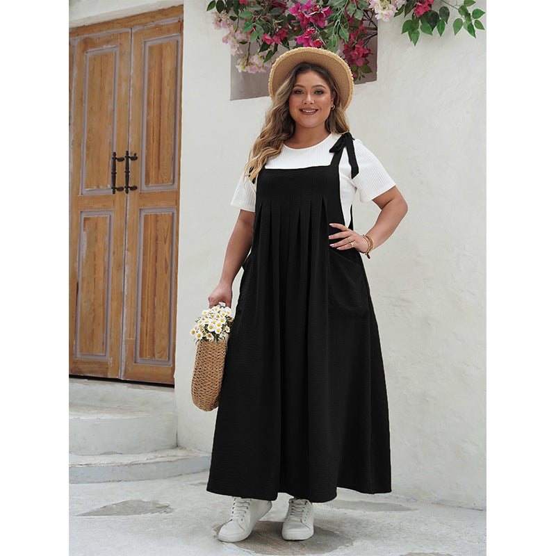 Women's Plus Size Solid Color Strap Dress