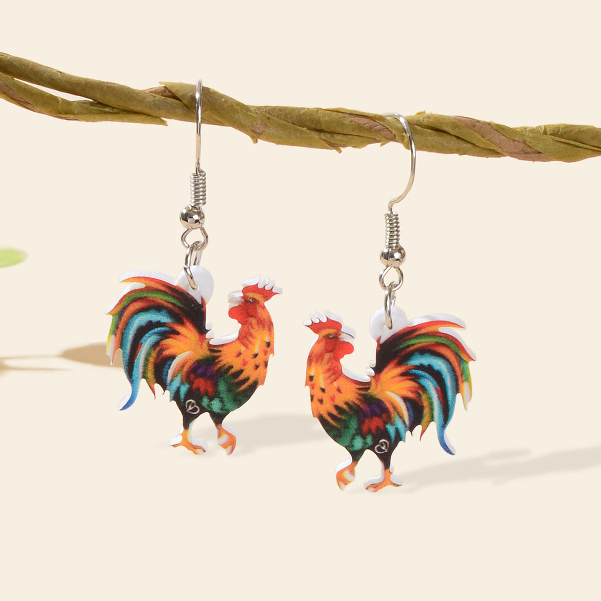 Colourful Cock Earrings