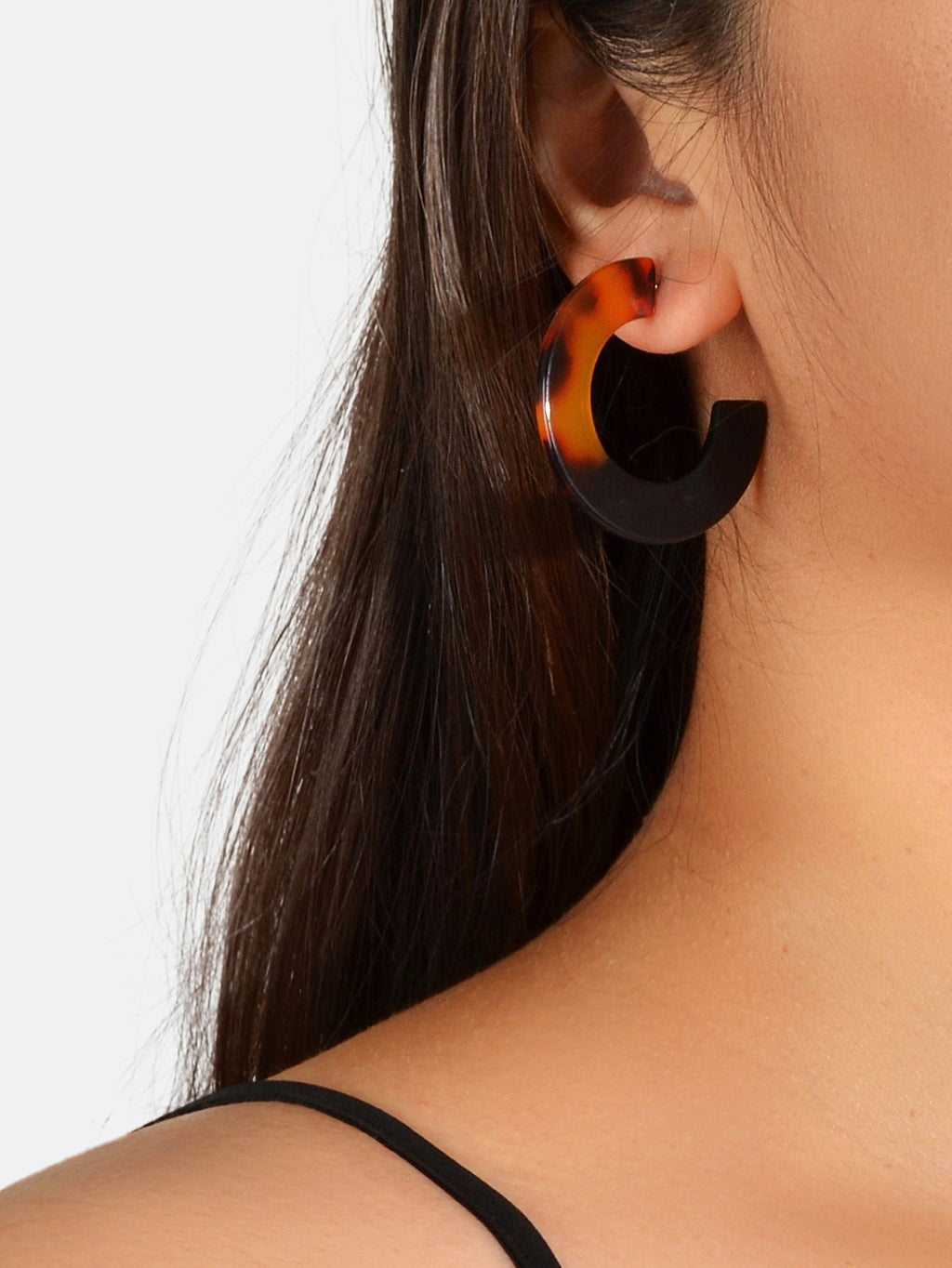 Amber Color Acrylic Hoop Earring