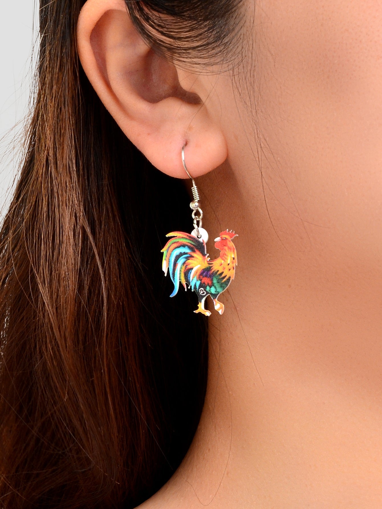 Colourful Cock Earrings