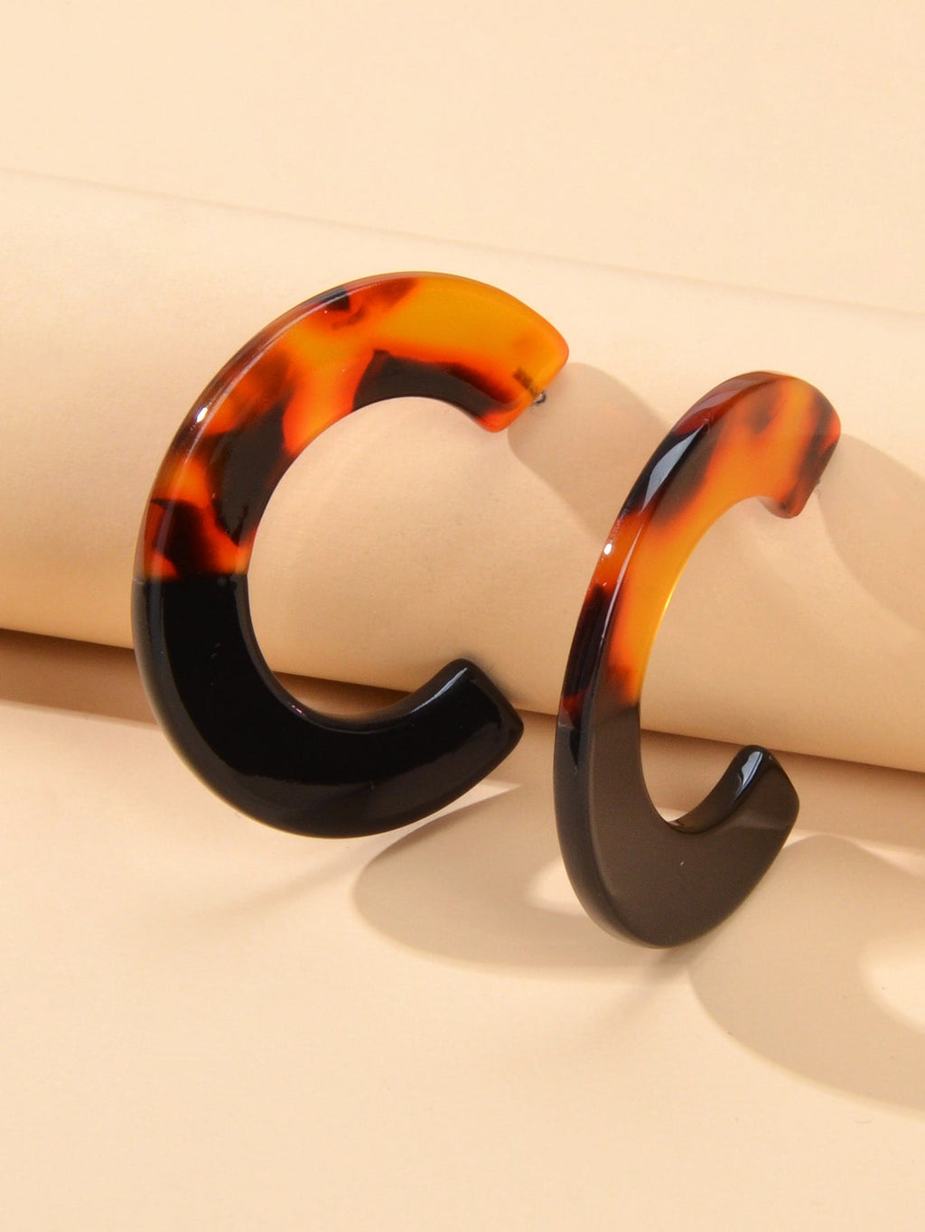 Amber Color Acrylic Hoop Earring