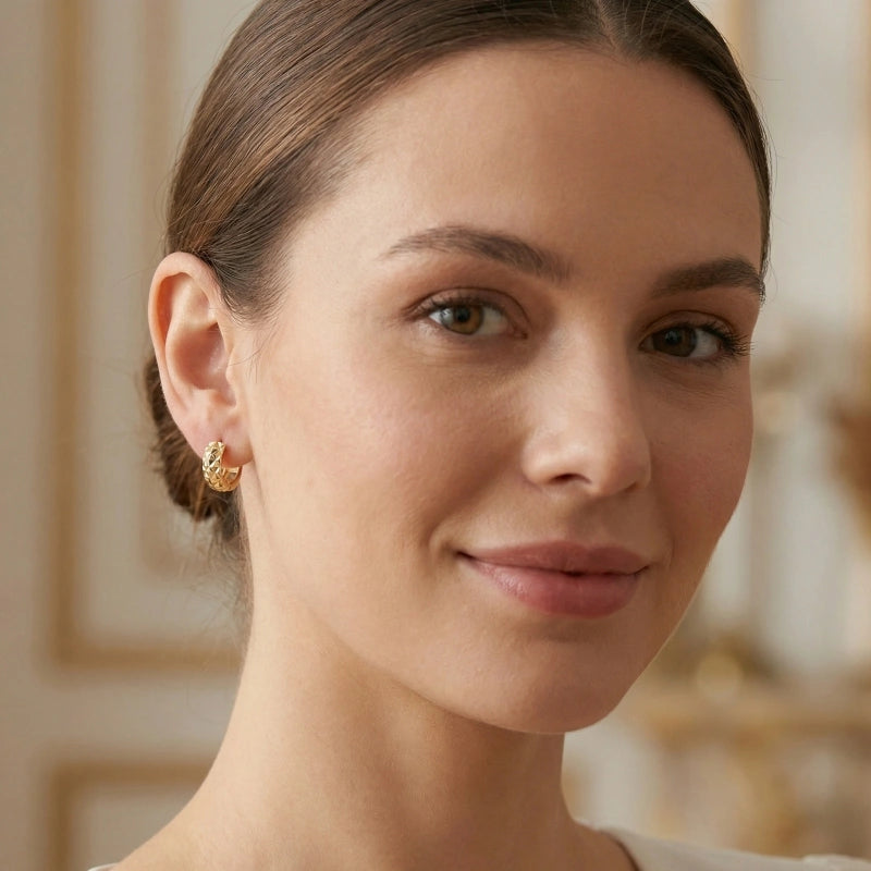 Diamond-Cut Huggie Hoop Earrings