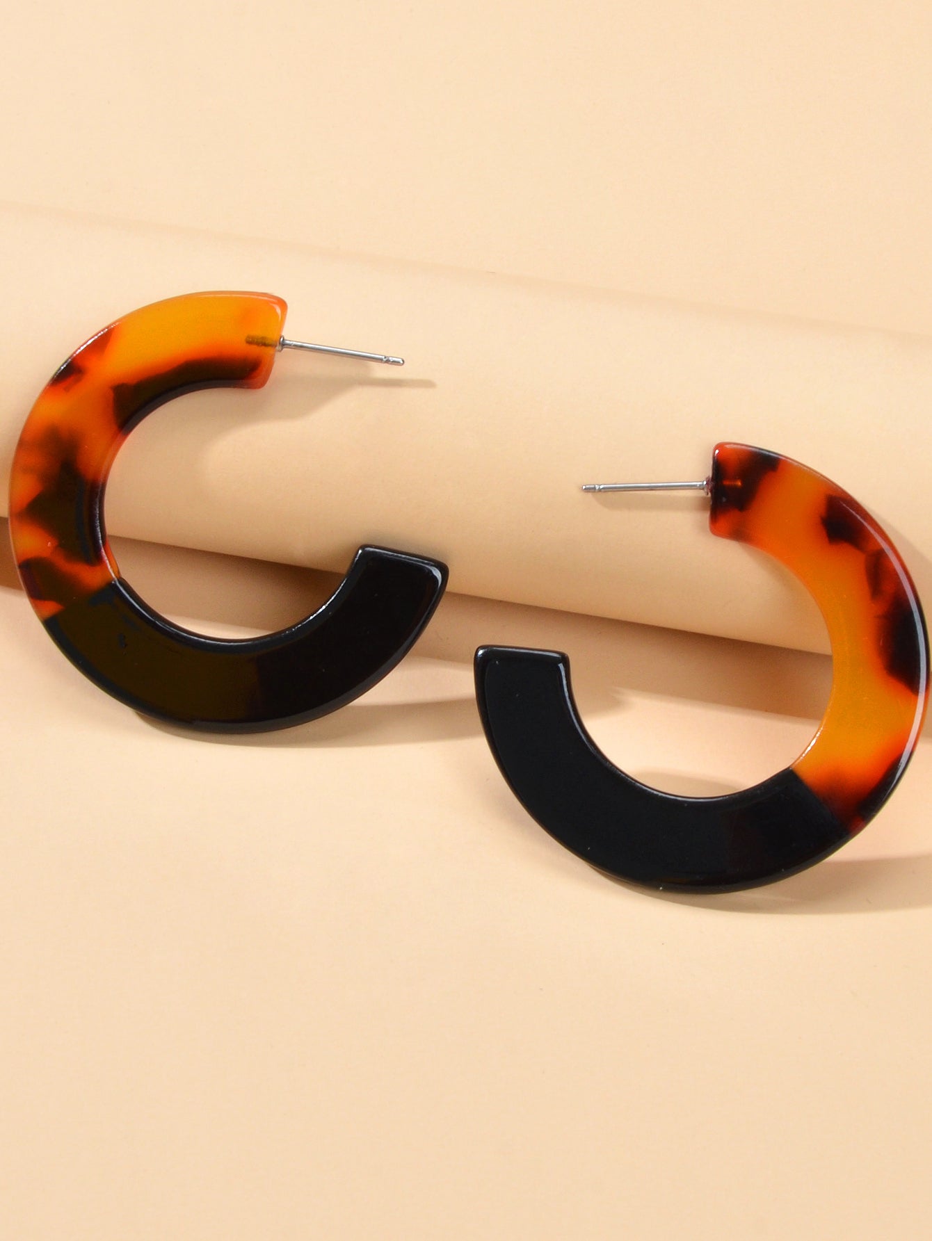 Amber Color Acrylic Hoop Earring