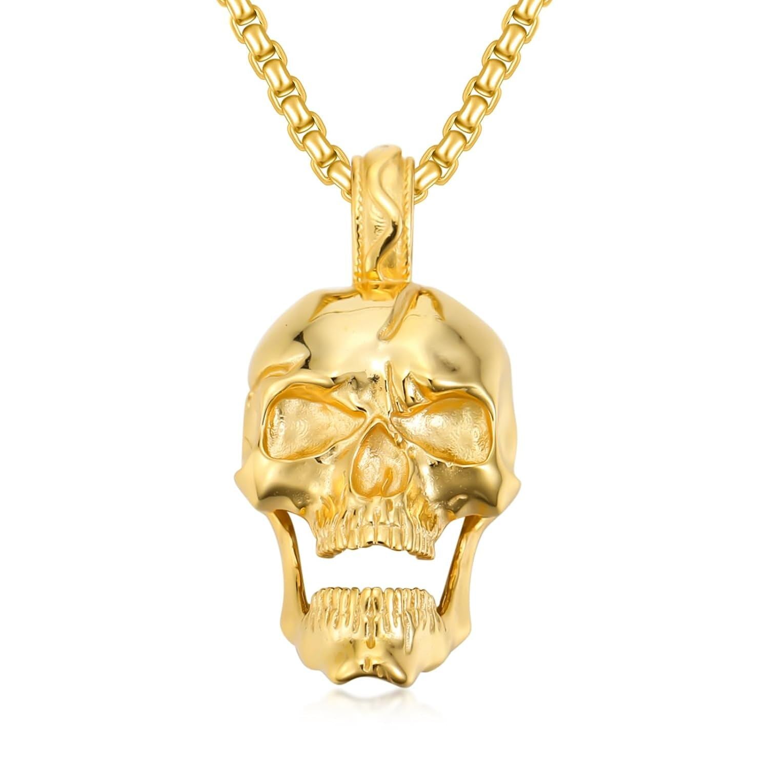 Skull Pendant with Ball Chain Necklace