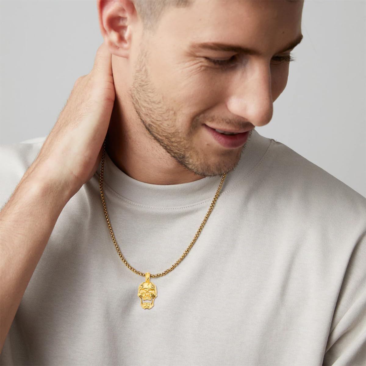 Skull Pendant with Ball Chain Necklace