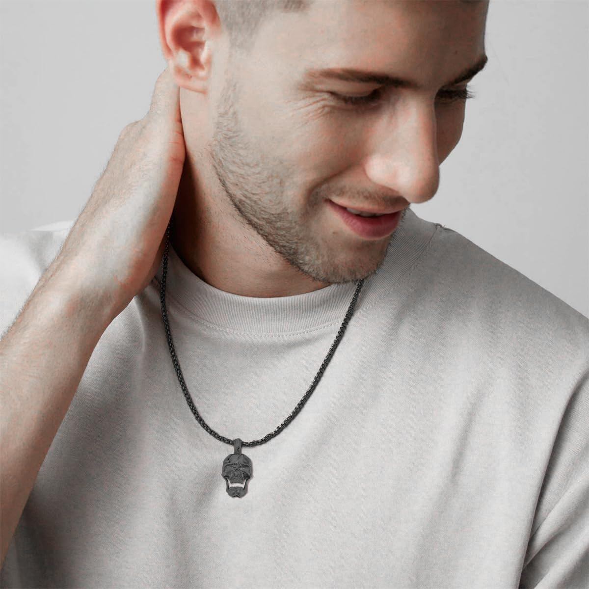 Skull Pendant with Ball Chain Necklace