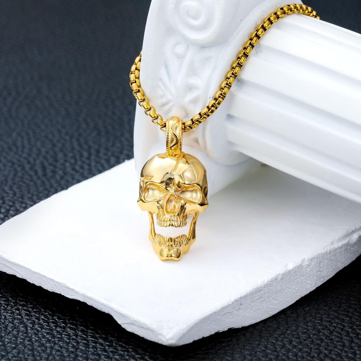 Skull Pendant with Ball Chain Necklace
