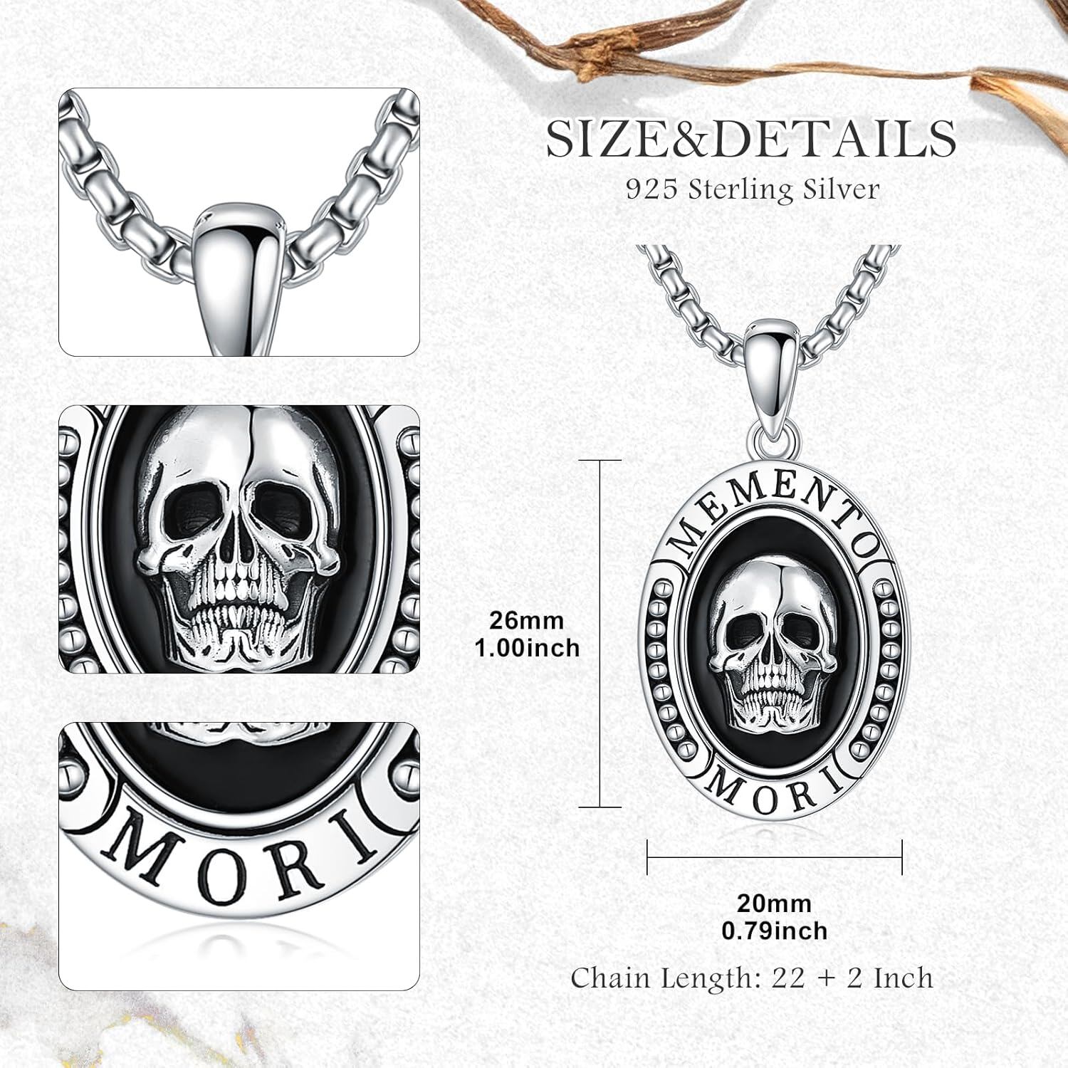 Memento Mori Skull Pendant Necklace
