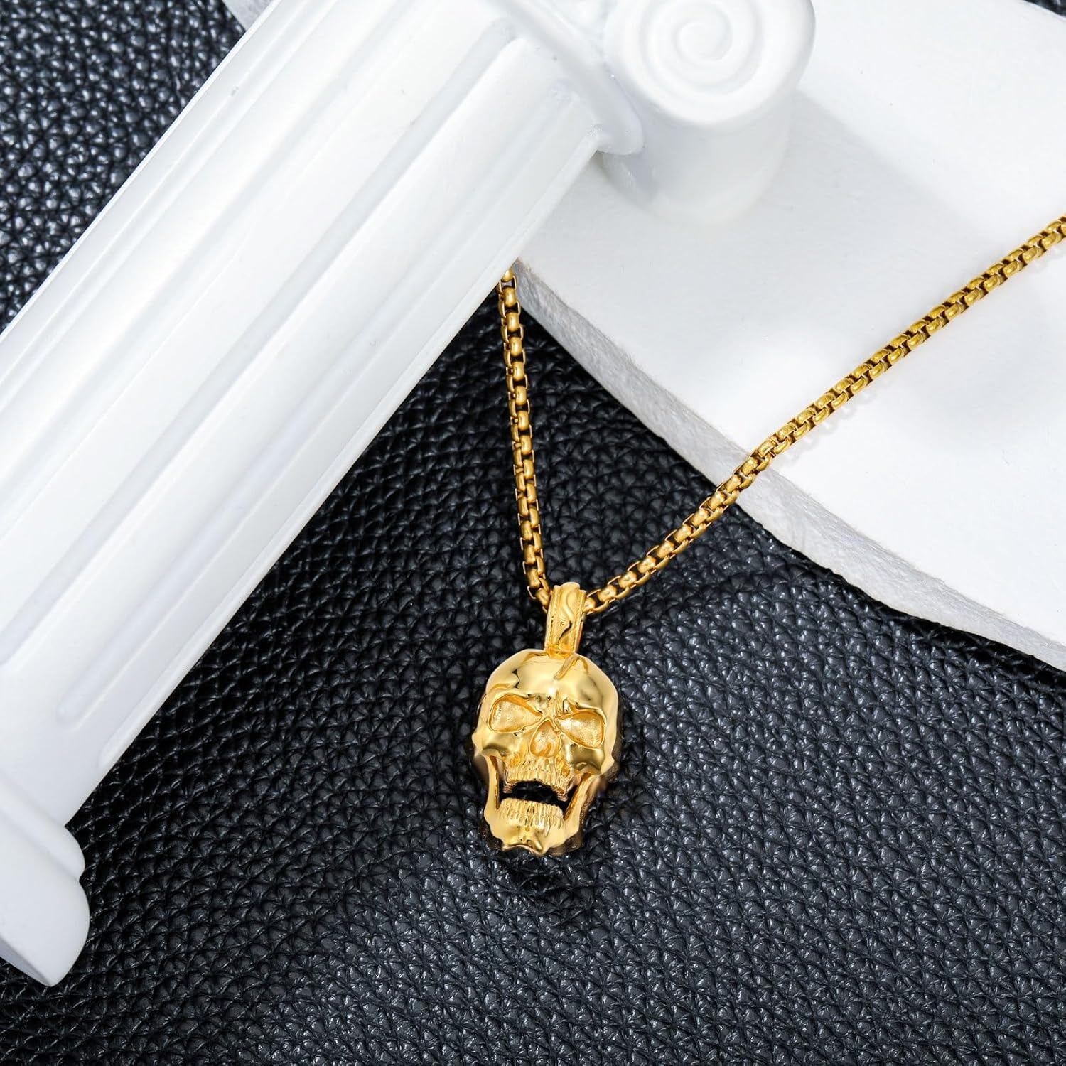 Skull Pendant with Ball Chain Necklace