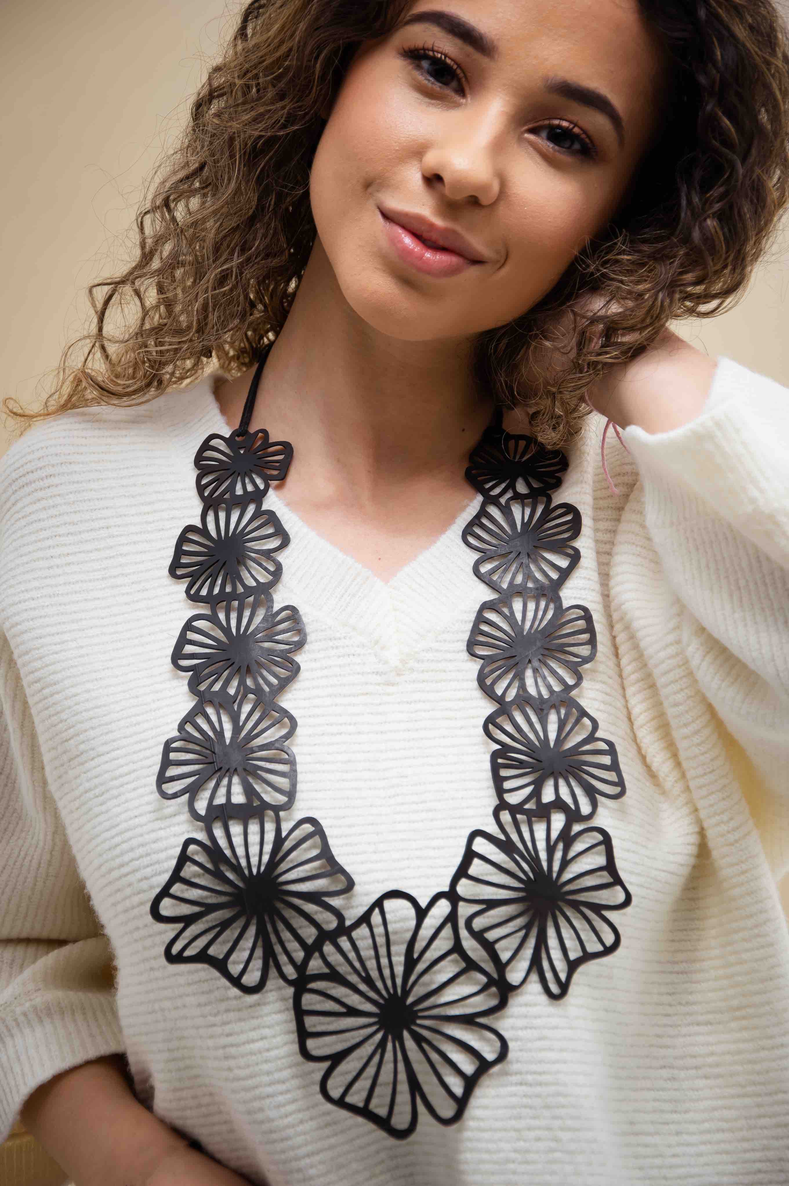 Recycled Long Floral Necklace